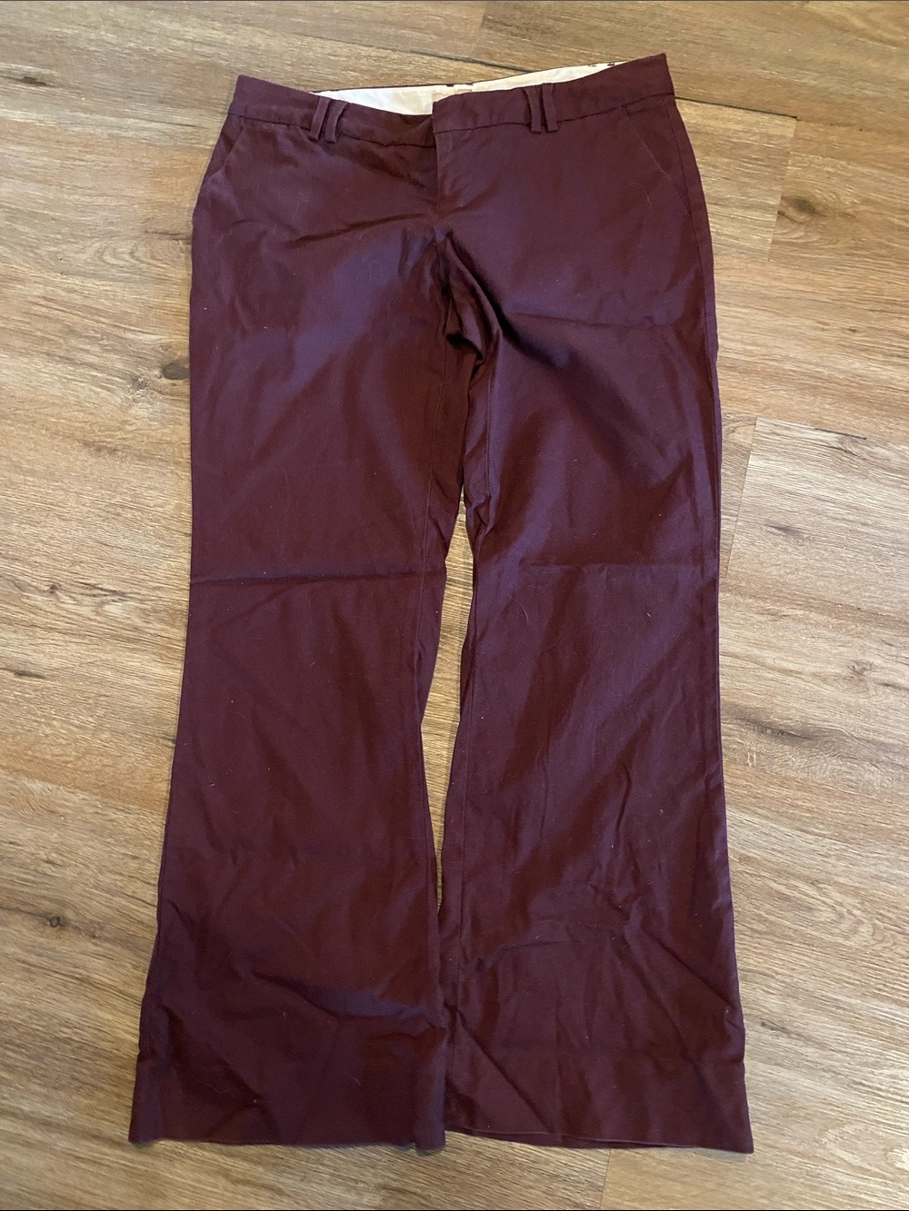 Banana republic Martin fit petite short flare wide pants burgundy maroon 30 10